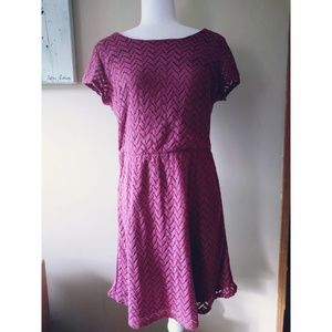 Maurices Wine Chevron Lace Pattern Midi Dress Sz L